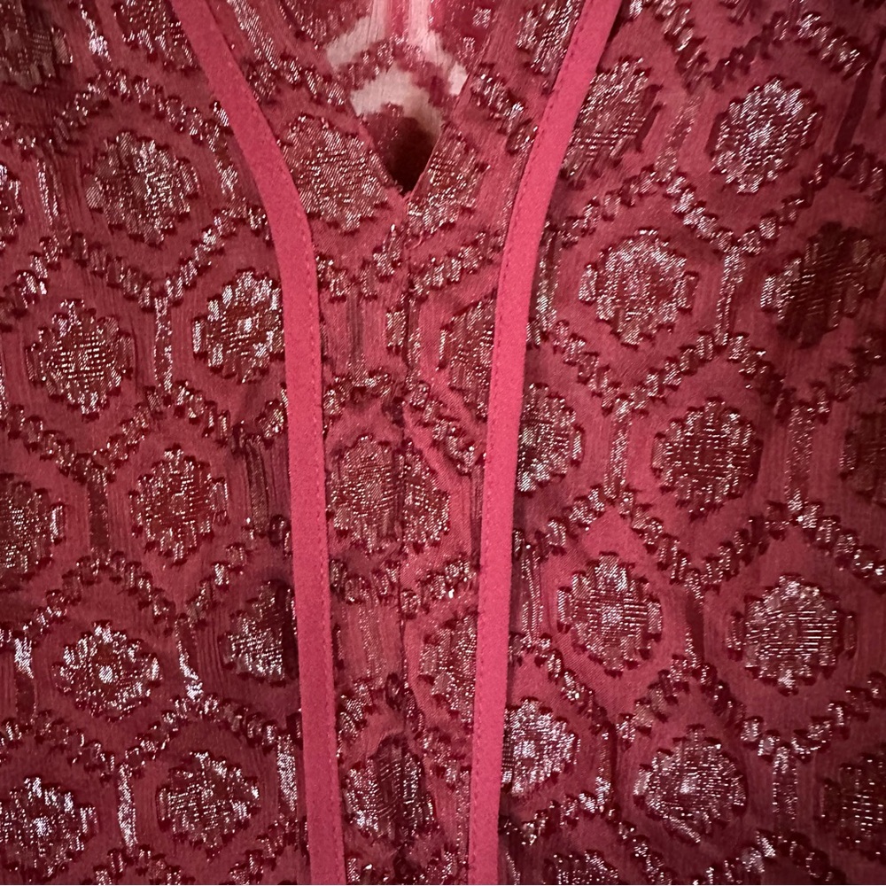 Liz Claiborne 2 Piece Geometric Lace Blouse Set Burgundy Women's 2X Plus Size - Picture 9 of 16